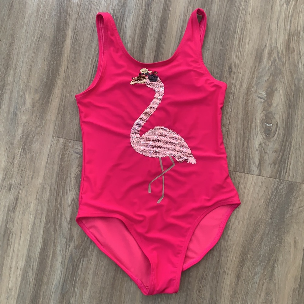 Kids Flippy Sequin Flamingo Swim One-Piece 🦩✨